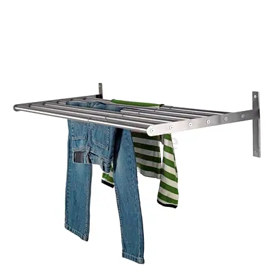 Wall-mounted Foldable Clothes Drying Rack - Stainless Steel