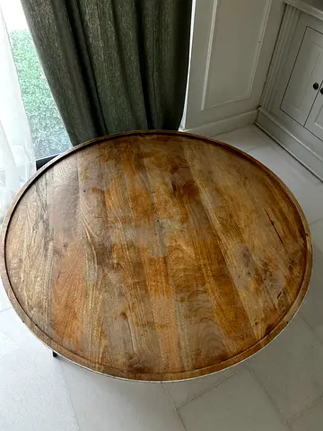 Round Wooden Coffee/Side Table with Raised Edge - wood