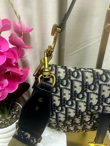 Preloved navy monogram shoulder bag with detachable strap - Authenticity not Guranteed