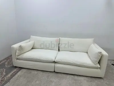 Off white color marina home feather 🪶 filled modular sofa Milos II model