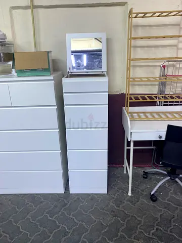 Chest of 6 drawers, white/mirror glass, 40x123 cm