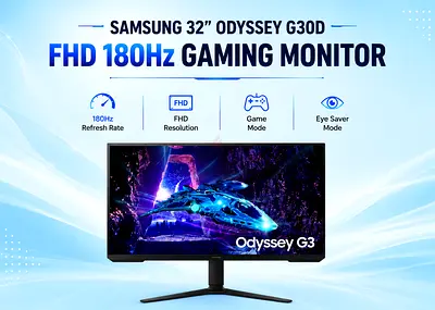 Samsung 32 Inch Odyssey G30D FHD 180Hz Gaming Monitor
