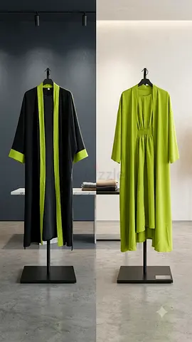 Lightweight Green Abaya/Long Kimono Set - Two Styles (Free Size)