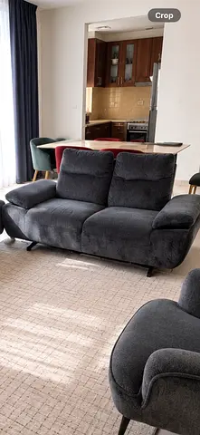Comfortable dark grey 3-seater reclining sofa set (sofa + armchair)