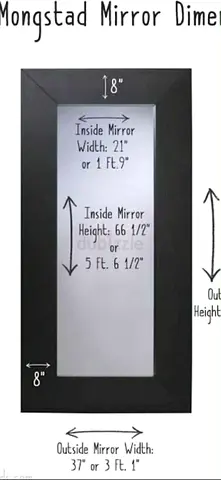 IKEA Mongstad Full-Length Wall Mirror - Black Frame, 66.5" x 21" (approx)