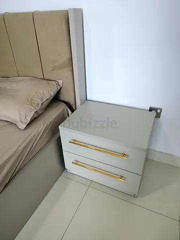 Complete bedroom set Modern grey bedside nightstand (bed + dressing table) without metres