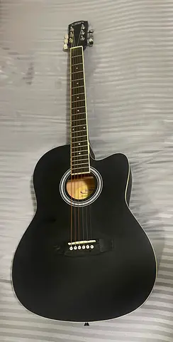 Black Cutaway Acoustic Guitar - Good Condition