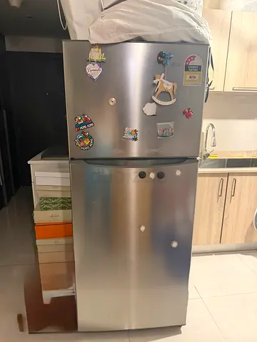 Used silver double-door refrigerator - good working condition, big size, good brand LG, no flaws