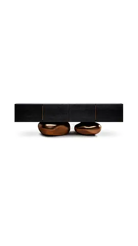 Contour Console Cabinet - Sculptural Oak & Bronze Finish (200cm)