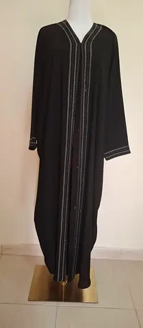 Senso Black Bisht Abaya with Beaded Trim – Size 56 (Factory Altered)
