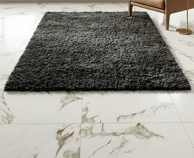 Dark grey shaggy area rug - plush high-pile carpet