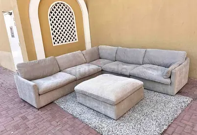 Brand new condition Pan Emirates Pianca Modern feather filled sofa with footstool