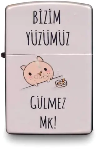 Pink Cute Cartoon Zippo-Style Lighter with Turkish Text 79