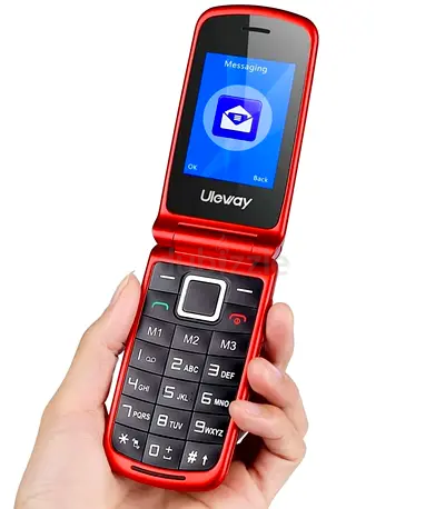 Uleway W340D, Seniors Flip Phone (Red) Basic GSM Feature Phone, brand-new open-box Condition