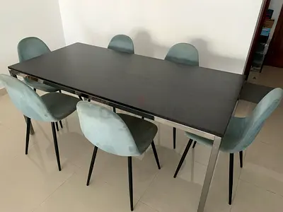 Black Dining Table with 6 Chairs