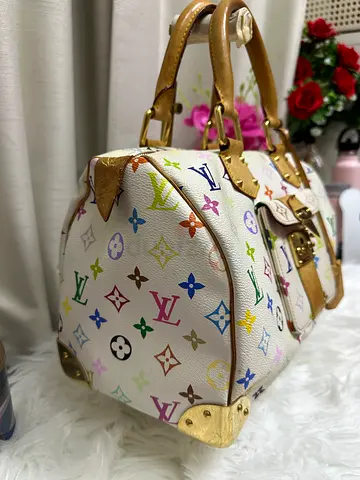 Authentic White Multicolor Monogram leather Handbag - Preowned