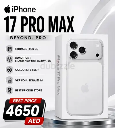 Apple iPhone 17 Pro Max 256GB Silver TDRA— Brand New, Unactivated
