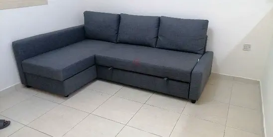 Grey L-Shaped Corner Sofa Bed with Storage