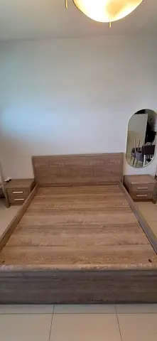 Modern Wooden Bed Frame with Matching Nightstands