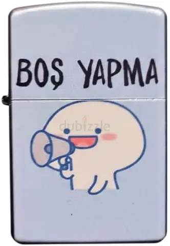 UNUSED Cute Cartoon Metal Flip Lighter with 'BOŞ YAPMA' Text 93