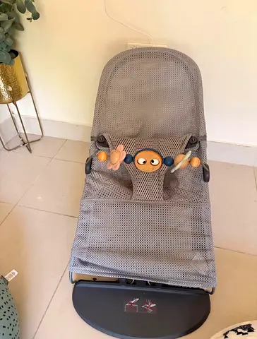 Gray Baby Bouncer / Rocker - Lightweight, Breathable Mesh Seat