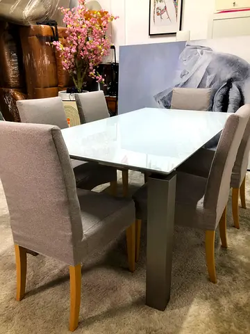 Parlin 6-Seater glass top Dining table with 6 chairs