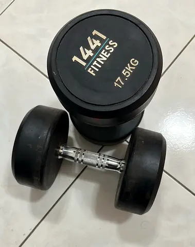 Pair of 17.5 kg Rubber Coated Dumbbells (141 Fitness) - Used