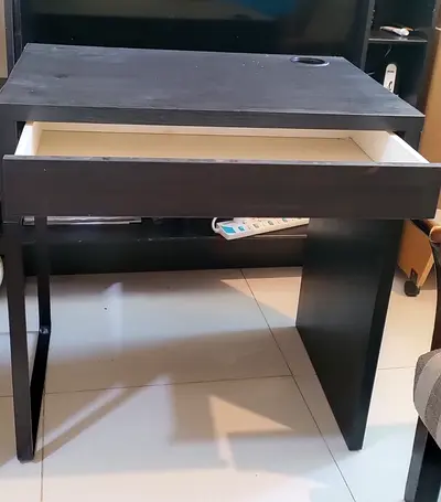 Black IKEA MICKE Desk with Cable Outlet.Shabia 10