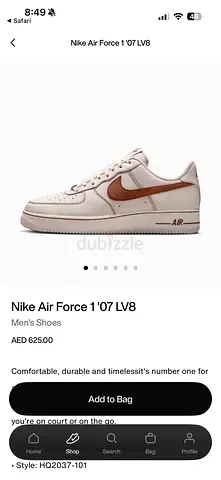 Nike Air Force 1 '07 LV8 Men's Sneakers - White with Brown Swoosh