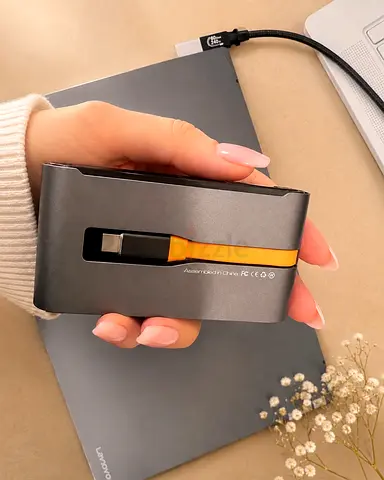 9-in-1 USB-C Hub | HDMI, VGA, Ethernet, 100W PD | Built in cable |