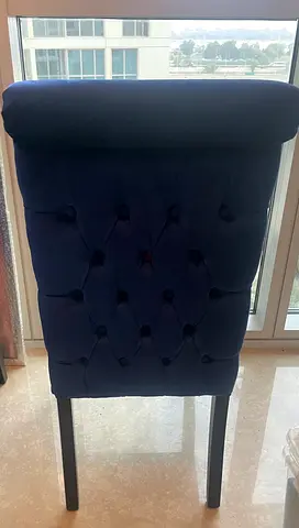 Upholstered Dining Chair with Button Tufting - Dark Blue