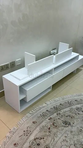 White modern TV unit / entertainment shelf - new