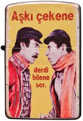 Vintage Turkish Printed Metal Lighter - Aşki Çekene Design 104