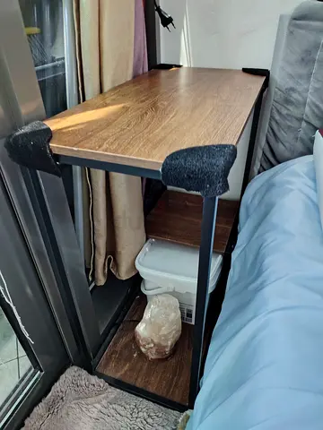 URGENT: MOVING OUT SALE- Narrow wooden bedside/side table with metal frame