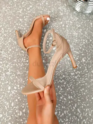 Apricot Heeled Sandals with Open Toe, Ankle Strap And Stiletto Heels