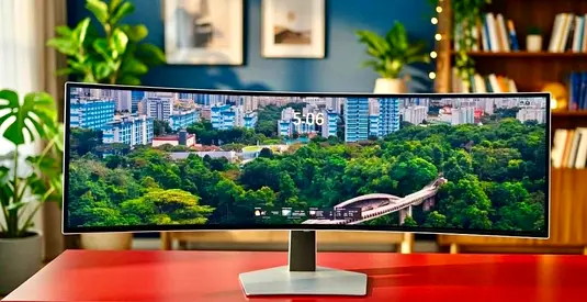 The Samsung Odyssey OLED G9 (G91SD) is a massive 49-inch ultrawide curved gaming monitor that featur