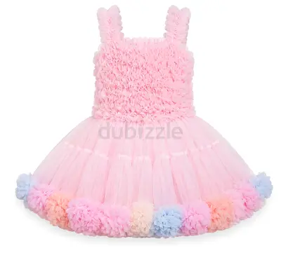 Pink Tulle Baby/Toddler Dress with Pom-Pom Hem