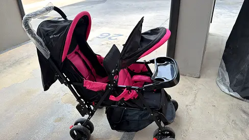 Double Seated Baby Stroller in Pink and Black
