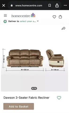 Dawson 3-seater Fabric Recliner