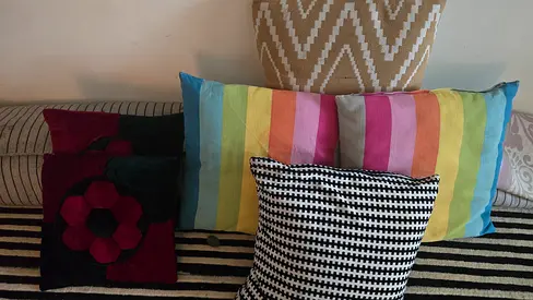 Set of decorative throw cushions - mixed patterns and colors (6 pcs)
