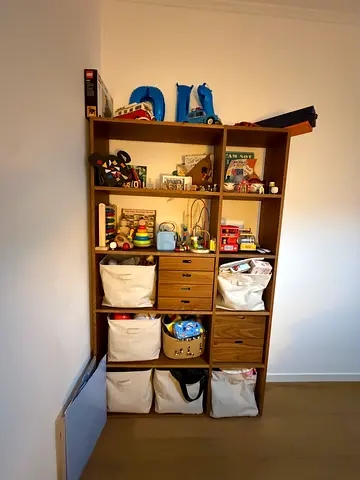 MUJI Walnut bookshelf with Drawers & Storage Baskets