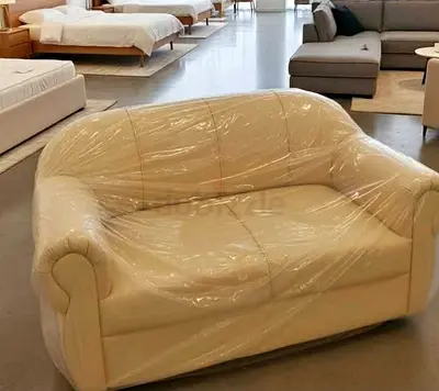 Cream 2-Seater Leather Sofa - Brand New