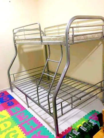 Metal triple bunk bed frame (single over double) - good condition