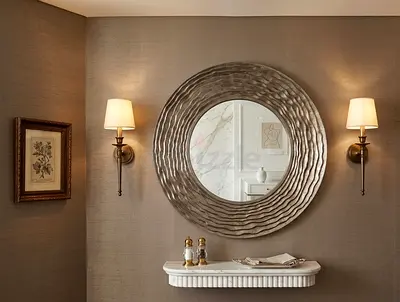 Round Decorative Wall classy Mirror with Textured golden Frame