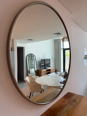 West Elm Large Round Silver Mirror