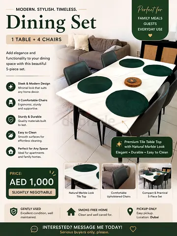 Modern 4 seater Dining Table - Stone look