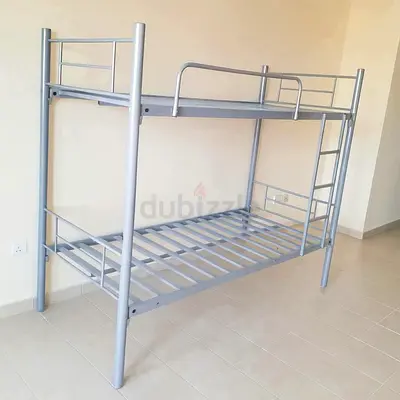 Metal Bunk Bed Frame - Silver, Double Tier, Sturdy