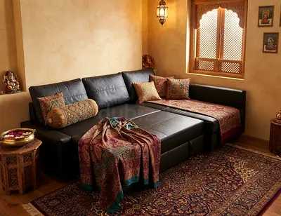 Luxury L-Shape Leather Sofa Bed