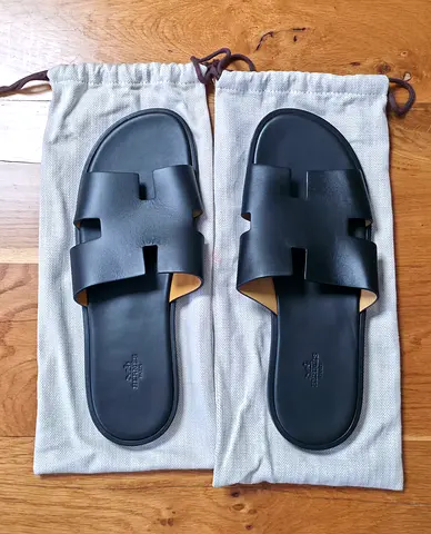 Genuine Hermes Izmir Sandals Black Size 47