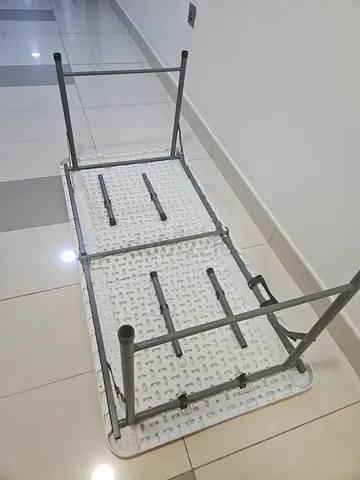 Folding Plastic Table with Metal Legs - Good Condition